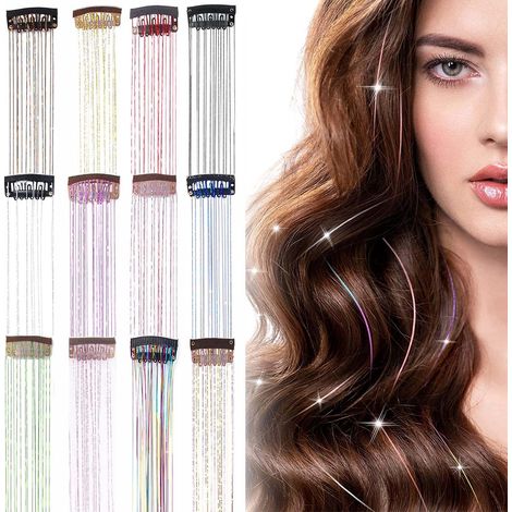 Transformez votre coiffure avec ces extensions à clips scintillantes magiques Le kit comprend 12 couleurs éclatantes pour créer une infinité de combinaisons étincelantes pour toutes vos occasions. Co (1/5)