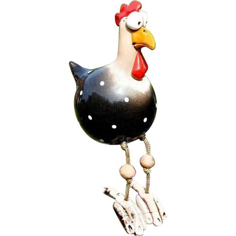 Décoration de jardin en céramique représentant une poule, figurine à piquer pour terrasse ou patio, résistante aux intempéries, statue en résine pour balcon ou salon (noir)