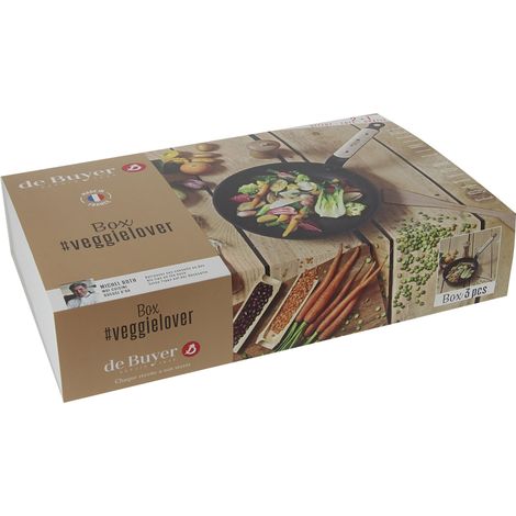 Box poêlée de légumes : poêle 24 cm B Bois De Buyer moulin à épices 14 cm et spatule 30 cm (1/5)