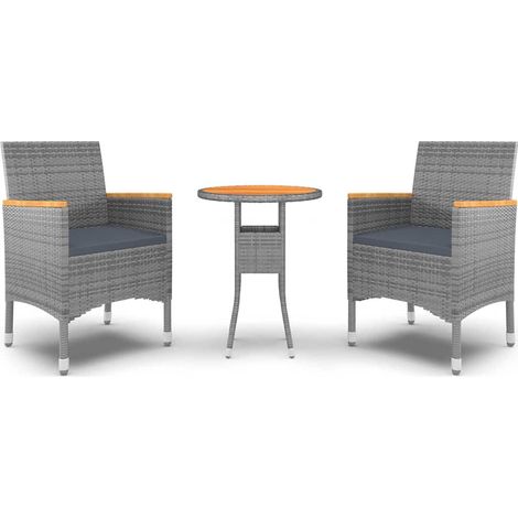 Maison Exclusive - 3-tlg. Garten-Essgruppe Poly Rattan Grau (1/5)