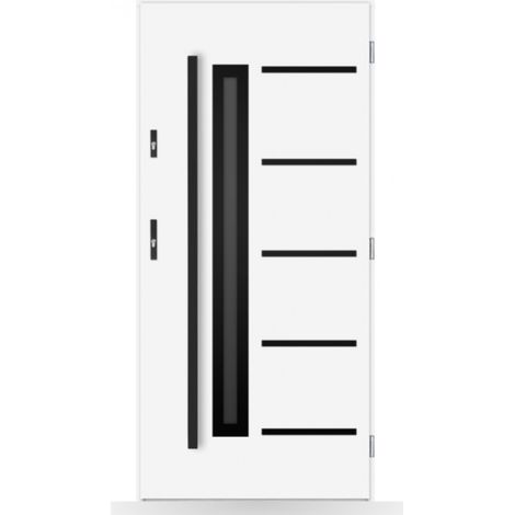 Porte d'entrée Constance 80-90-100cm en acier - Couleur: Blanc - Poussant: Gauche - Dimensions: 90 cm