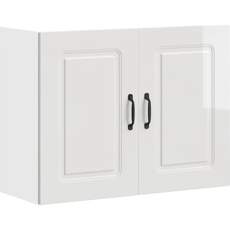 Pensile da cucina salvaspazio 80 x 31 x 60 cm finitura moderna lucida in legno composito bianco 020049994