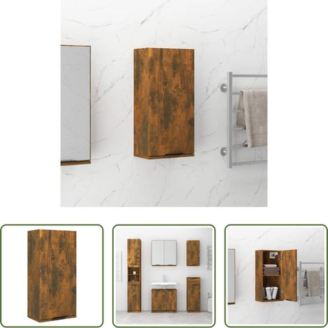 vidaXL Holzschrank -  Wand-Badschrank Räuchereiche 32x20x67 cm (1/5)