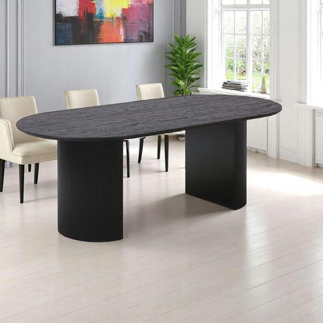 Table à manger ovale effet bois foncé 210 cm MATERA (1/3)