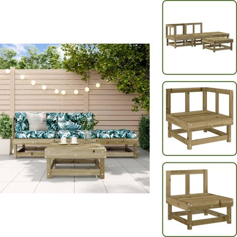 Sofás de madera - vidaXL Juego de muebles de jardín 4 pzas madera de pino impregnada - Muebles de jardín modulares