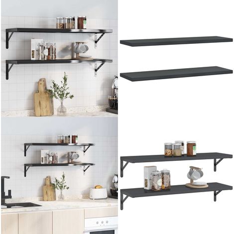 Wandregale 2 Stk. 100x30x3 cm Schwarz Edelstahl - Wandregal - Edelstahlregal - Schwarzes Regal - Schreibtischorganisation - Dekorationselement - Home & Living (1/5)