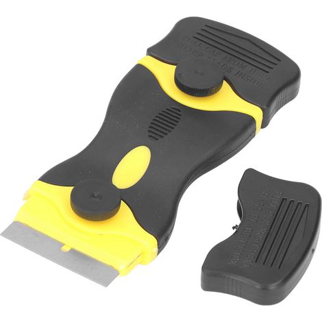 2 Stück 2-in-1 Schaberwerkzeug ABS-Rasierklingen-Schaberwerkzeug Metall-Kunststoffklingen zur Reinigung (Schwarz Gelb) (1/5)