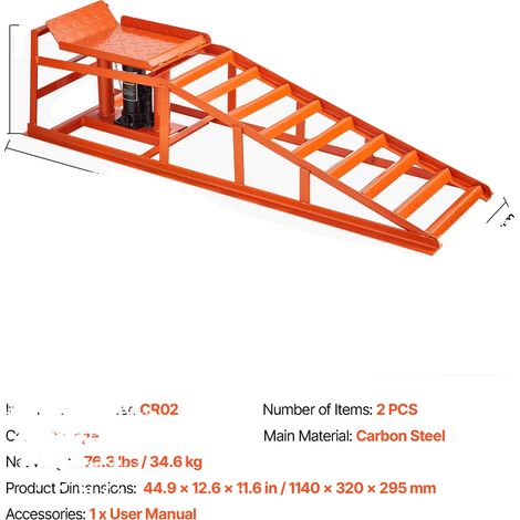 Rampe per auto per carichi pesanti, altezza regolabile, portata 11000 libbre. (1/2)