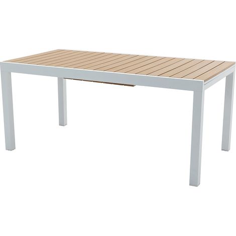 Tavolo pranzo giardino allungabile Allum. e Polywood L.170/230cm Naturale chiaro e Bianco - MACILA di MYLIA