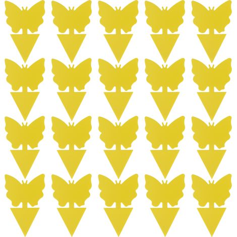 Lot de 20 pièges à insectes double face en forme de papillon, autocollants adhésifs pour attraper mouches et nuisibles, usage intérieur et extérieur.