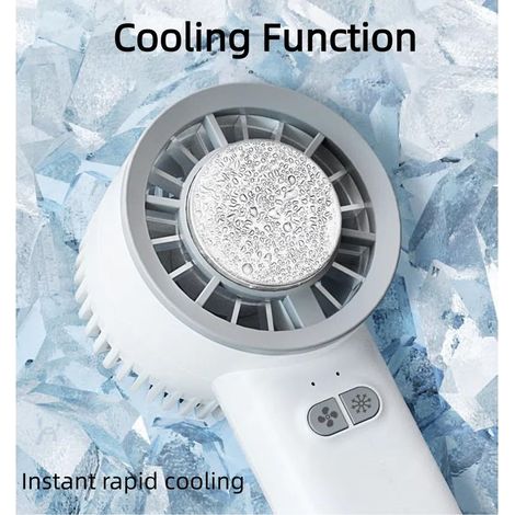 Tragbarer Ventilator mit Eiskühlung, kompakter und leichter Tischventilator, freihändige Bedienung, 3 Geschwindigkeitsstufen, weiß (1/5)