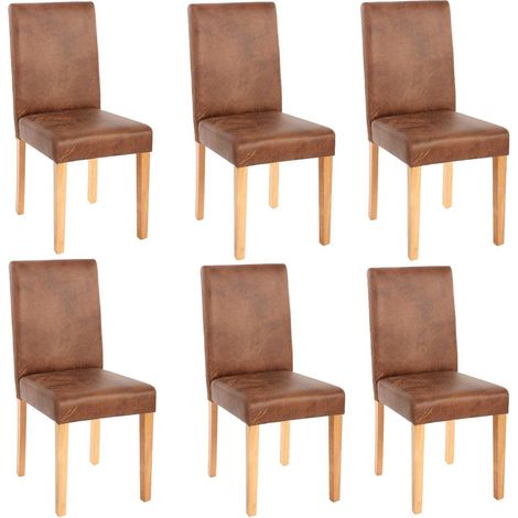 Lot de 6 chaises de salle à manger synthétique marron vieilli pieds clairs CDS04251 (1/4)
