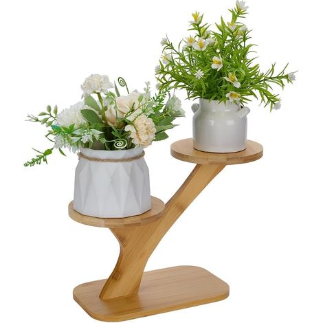 Support à Plantes en Bambou à 3 Niveau Petit Support de Table pour Plantes Succulentes Étagère pour Rebord de Fenêtre pour la Maison Le Bureau Le Balcon Le Jardin la Terrasse Décoration (1/5)