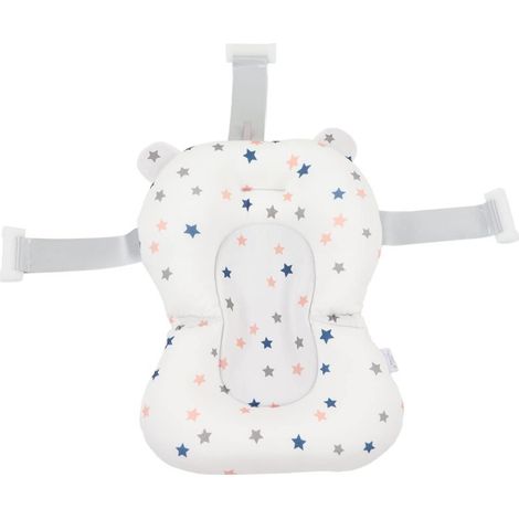 Coussin de Siège de Baignoire pour bébé, Fixation de Siège de Baignoire Pliable et Réglable en Toute sécurité pour Prendre une Douche (Etoiles blanches)