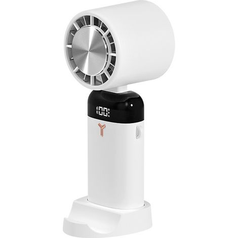 Outdoor Portable Handheld Semiconductor Digital Display Cooling Fan, Mini Desktop Silent Folding Fan - White (Cooling Model)