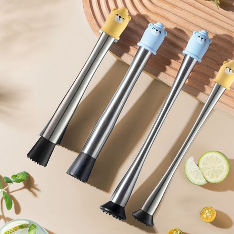 Pince à jus, marteau à citron, presse-fruits manuel en acier inoxydable, shaker à thé au lait et à cocktails, broyeur de glaces, petit format bleu. (1/5)
