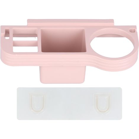 Support pour sèche-cheveux mains libres, sans perçage, pour cheveux bouclés, idéal pour la salle de bain et le rangement des accessoires de coiffure (rose). (1/5)