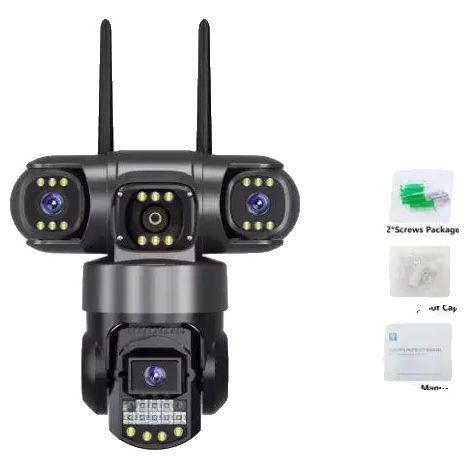 Caméra PTZ, Résolution 6MP, Système à Trois Objectifs, Ajouter une carte de 256 Go Wifi, Prise EU (1/2)