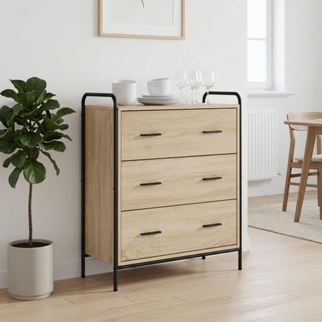 vidaXL Aparador Roble Sonoma 97 x 33 x 81 cm Madera de ingeniería (1/5)