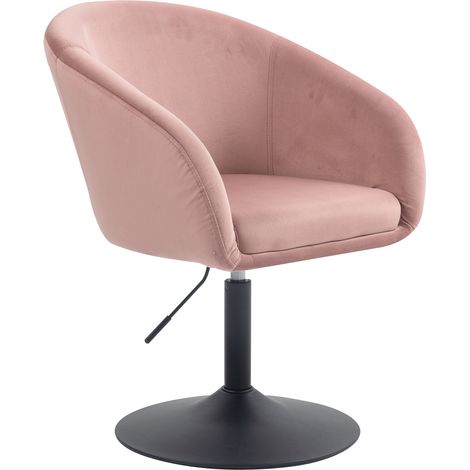 Svita – Fauteuil lounge pivotant en velours vieux rose – Hauteur réglable 44-61 cm – Dimensions 60x60x73-89 cm – Confort et design moderne