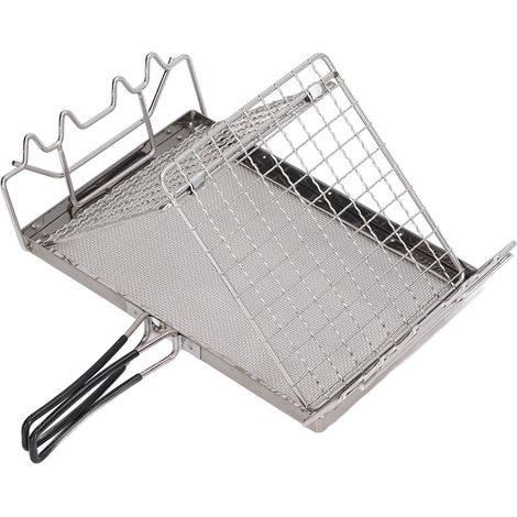 Réchaud de camping avec grille-pain pliable et portable, structure stable, en acier inoxydable, pour pique-nique en extérieur. Idéal pour les pique-niques. (1/5)
