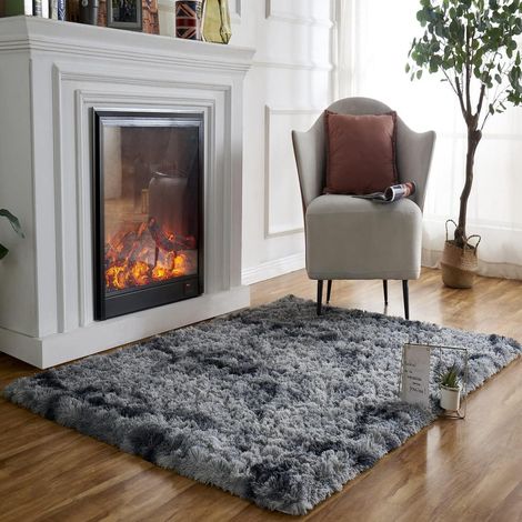 Teppich Shaggy Hochflor waschbar Wohnzimmer 90×160 cm Dunkelgrau (1/5)