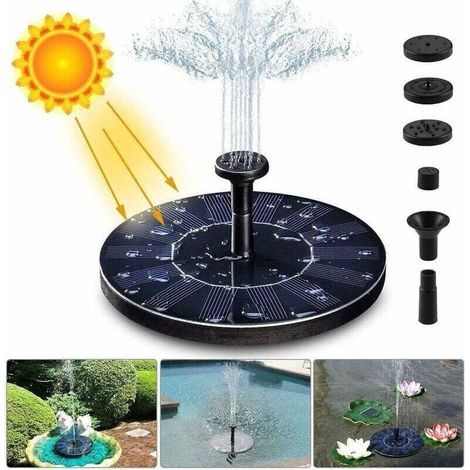 Springbrunnen für Zierteiche, Solar-Springbrunnenpumpe, 1,4 W 150 l/h Solar-Wasserpumpe (max. 70 cm) + 4 Düsen, Mini-Solarpumpe für dekorative Gartenteichbrunnen (1/4)