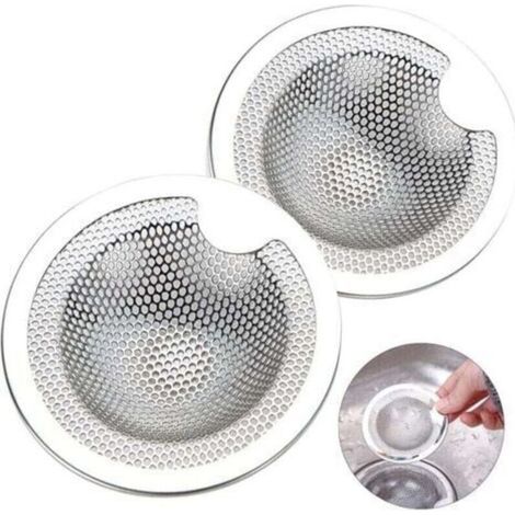 Colador de fregadero de acero inoxidable - Juego de 2 piezas - Rejilla de drenaje y colador para cocina, baño, fregadero y bañera - Resistente a la corrosión (1/4)