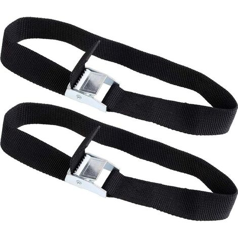 Tendeur à cliquet 2 Pièces de Sangles de Corde d'arrimage Fixes Noires, Sangles d'arrimage de Cargaison, Adaptées à I'arrimage et à la Fixation de la Cargaison, 2,5 cm 2,5 m