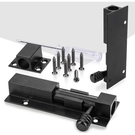 1 Loquet de verrouillage de sécurité avec targette en laiton épais pur, loquet de portail ultra résistant Noir