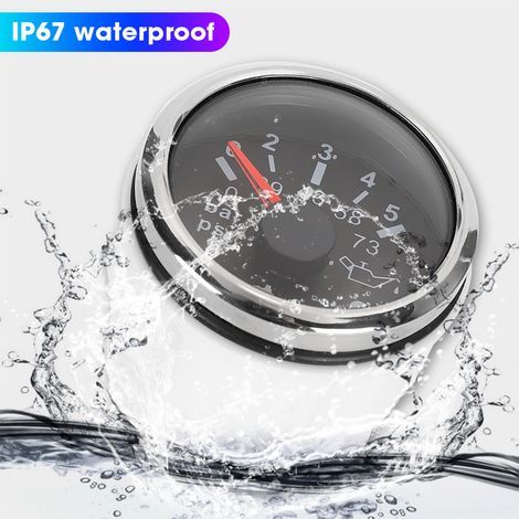 Jauge de Pression d'Huile 52MM IP67 0-5BAR avec Alarme Intelligente pour Voitures et Bateaux - Cadran Noir (1/5)