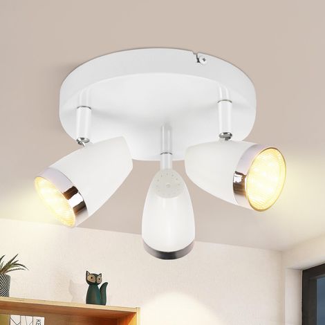 GBLY Plafoniera LED 3 Faretti a Plafoniera LED Moderna Rotonda 3 Lampadine Bianco Caldo 3000 K Orientabile 350° 12W per Corridoio Cucina Soggiorno Sala da Pranzo