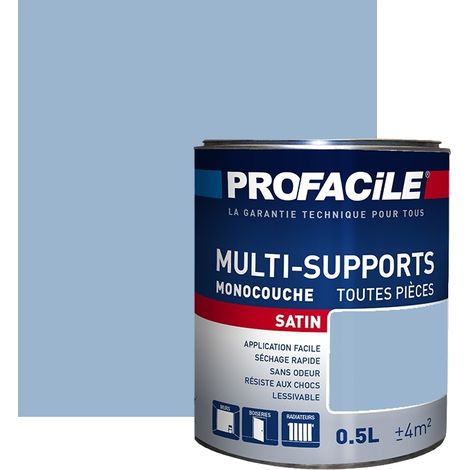 Peinture intérieure multi-supports, satin, murs, plafonds, boiseries, radiateurs, sans odeur, plusieurs teintes PROFACILE 9BB5CF 0.5 litre