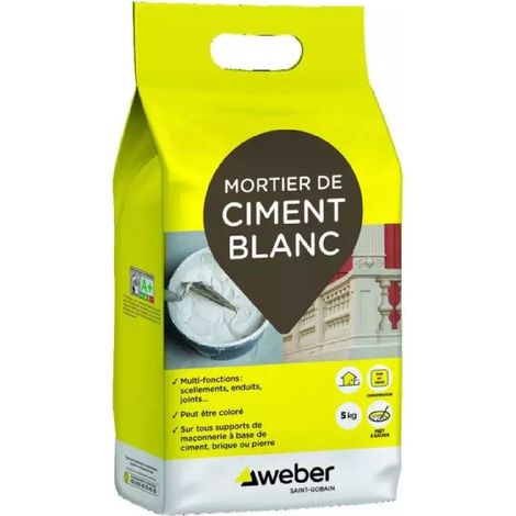 Weber Saint-Gobain Ciment blanc pour réparation et travaux rapides de maçonnerie, mortier, 5kg