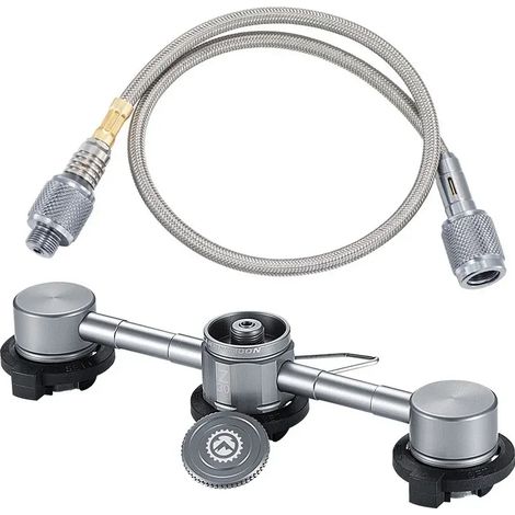 Outil de commutation en alliage d'aluminium pour le camping en extérieur, adaptateur de cartouche de gaz 3 à 1 à vis standard pour réchauds de cuisine portables (1/5)