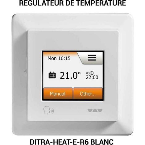 Schluter – Régulateur de température connecté DITRA HEAT E R6 – Écran tactile 2" – Commande Wi-Fi et vocale – Programmation hebdomadaire (1/5)
