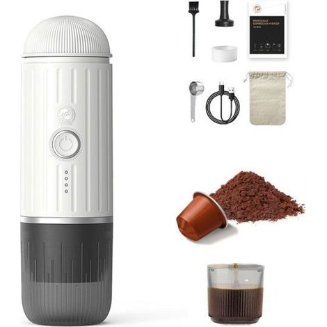 Cafetière portable 12V/USB compatible café moulu et capsules NS – Expresso 1 bouton pour voiture