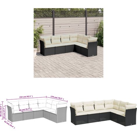 6-tlg. Garten-Sofagarnitur mit Kissen Schwarz Poly Rattan - Gartenmöbel - Sofa Set - Rattan Möbel - Outdoor Sofa - Lounge Set - Home & Living (1/3)
