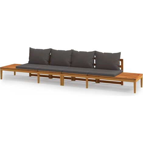 Maison Exclusive - Gartenbänke mit dunkelgrauen Kissen 2 Stk. Aka (1/5)