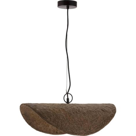 Suspension en papier mâché brun et métal noir - brun et noir (1/4)