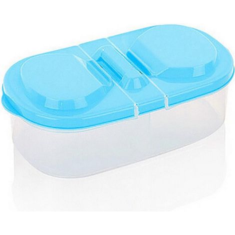Boîte de conservation alimentaire en plastique à double compartiment avec couvercle, idéale pour la cuisine, le réfrigérateur et le garde-manger. (1/5)
