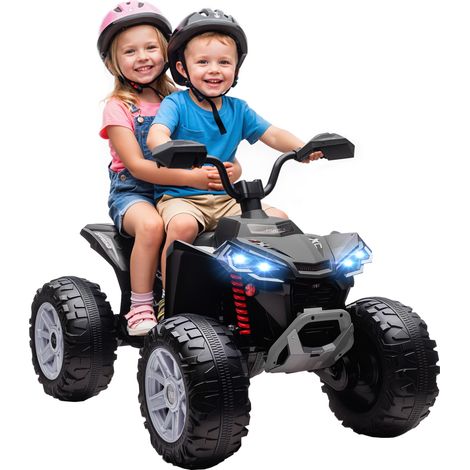 Quad électrique enfant - AIYAPLAY - double moteur 24V, phares, port USB et MP3 - plastique et métal - 109x68,5x76cm - noir