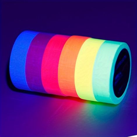 Lot de 6 rouleaux de ruban adhésif phosphorescent – Marquage de scène et bandes décoratives – Décorations de fête (15 mm x 5 m) (1/4)