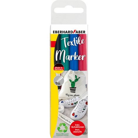 Eberhard Faber EF-578204 Textielmarker 4 Stuks + Sjablonen (1/2)