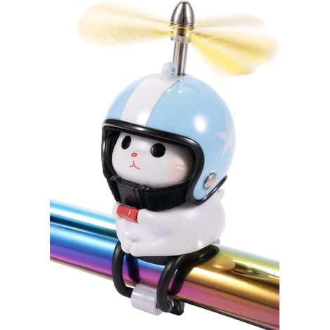 Timbre de bicicleta con forma de gato y casco con hélice，accesorios decorativos para bicicleta，motocicleta y salpicadero de coche (1 pieza) (1/5)