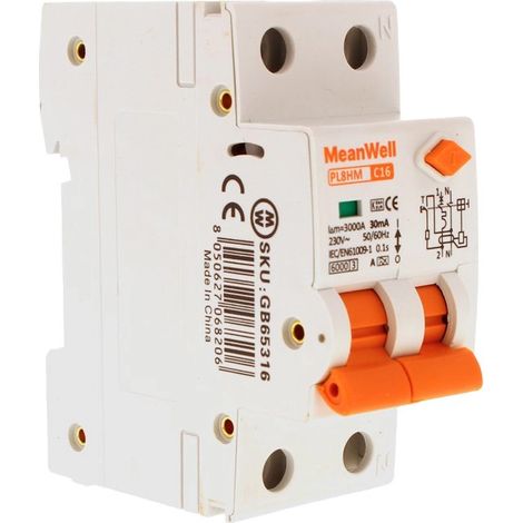RCBO Doppia Leva, Interruttore Magnetotermico Differenziale Tipo A Curva C 1P+N 2M 6000A 30mA AC 230V IP20 IEC61009-1 PL8HM, Corrente Disponibili 6A 10A 16A 20A 25A 32A (C16A) (1/5)