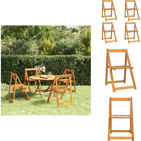 Chaises pliables de jardin lot de 4 Bois d'acacia massif - Chaise De Jardin - Fauteuil De Jardin - Acacia Massif - Meubles De Jardin - Design Pliable (1/5)