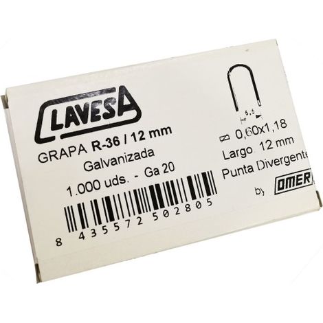 Grapa Grapad.Cable 12Mm Pla 36U Clavesa 1.000 Pz