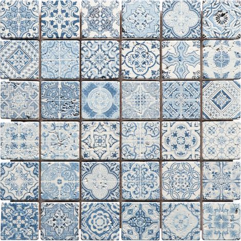 MOSAIQUE RENAISSANCE TRAVERTIN DECORE BLUE 1 PLAQUE 30,5 X 30,5 CM CASA LINEA