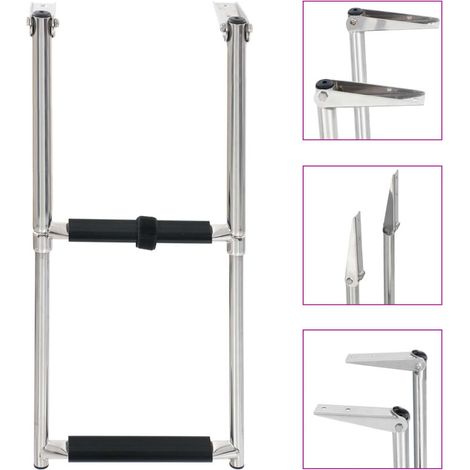 INLIFE Échelle d'embarquement pliable 2 marches Acier inoxydable